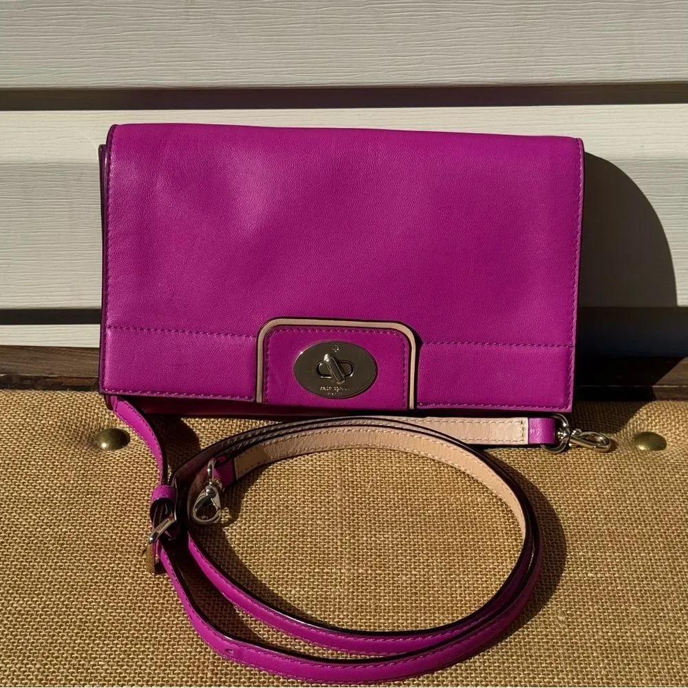 Kate Spade Juliana Hampton Road Pink/Fuchsia Leather WOC Crossbody Clutch